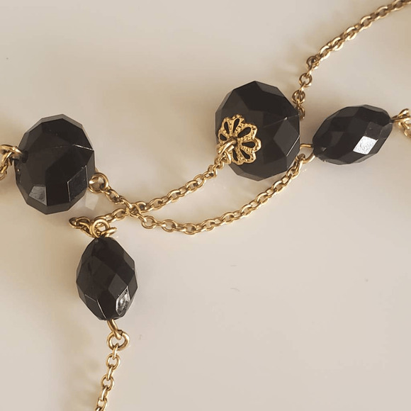 Kate Spade Long Station Necklace Gold Plated with Black Rondelle Style Beads - Picture 6 of 6